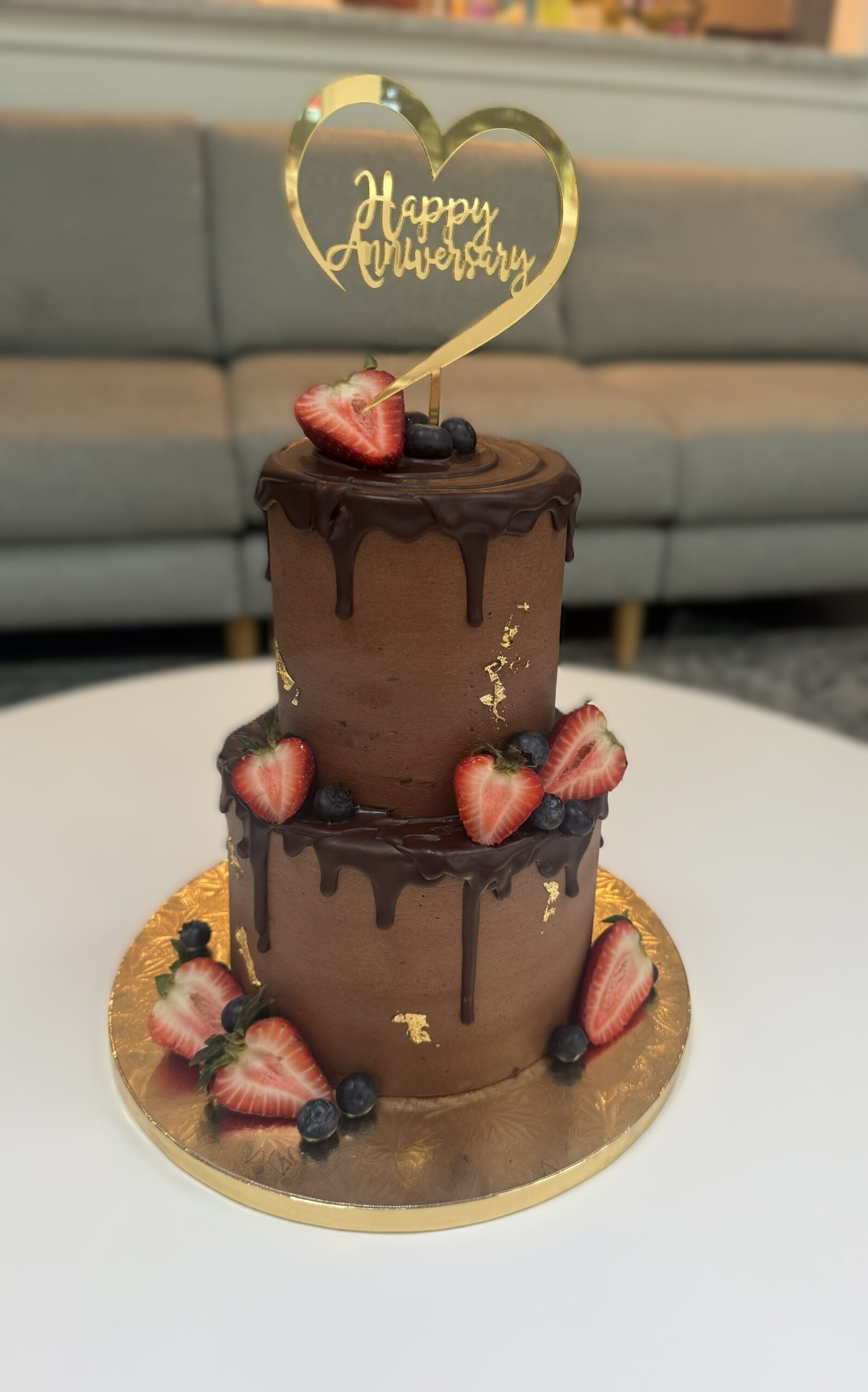 Our Story chocolate anniversary cake